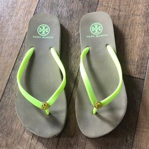 Tory Burch lime green flip flops size 7.5
